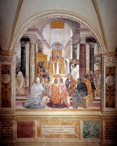Benedikt exkomunikoval dvě jeptišky a po jejich smrti je zprostil rozhřešení freska kláštera od Antonia Bazzi dit il Sodoma (1477 - 1549) vyprávějící o životě svatého Benedikta z Nursie (480 - 567), zakladatele řádu benediktinů 15083 - 1508 od Giovanni Antonio Bazzi Sodoma