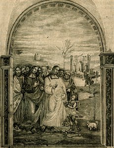 Násobení bochníků a ryb, freska Sodoma (1477-1549), refektář Sant