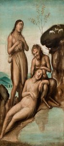 Polyphemos objevil Galateu a Acis, po roce 1500 (olej na plátně) od Giovanni Antonio Bazzi Sodoma