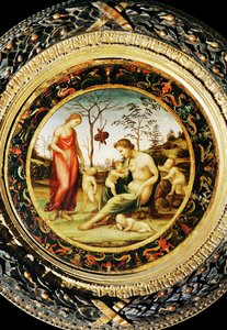Venuše terrestre s Erosem a Venuše celeste s Anterem a dvěma amorky... od Giovanni Antonio Bazzi Sodoma