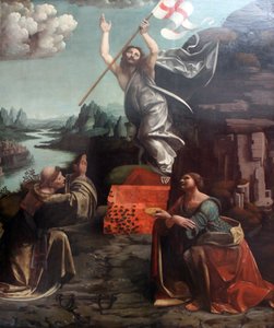 Vzkříšení Krista se svatým Leonardem z Noblacu a Lucie od Giovanni Antonio Boltraffio