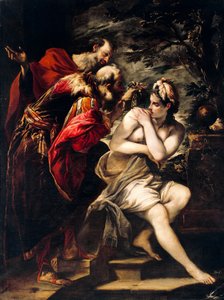Susanna a starší od Giovanni Antonia Burriniho (1656-1727), olej na plátně od Giovanni Antonio Burrini or Burino