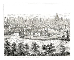 Londýn z Islington City a East End. Z pohledu Canalettiho, publikoval 1753 od Giovanni Antonio Canal