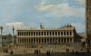 Knihovna a Piazzetta, Benátky, z Dóžecího paláce, od Giovanni Antonio Canal
