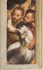 Central Ave, Lesena Horní část Nad hlavním městem První a Druhé pole Jih, IL Pordenone, Puttini, Detail od Giovanni Antonio Pordenone