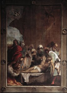 La deposition du christ (depozice Krista) Malba Giovanni Antonia de Sacchise zvaná il Pordenone (1484-1539) 1529-1530 Slunce 391x291 cm Cortemaggiore (Piacenza), Chiesa dell Annunziata Itálie