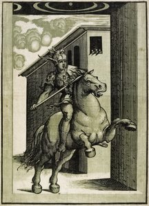 Marcus Curtius, kolem 1540 (šerosvit ze 3 bloků) od Giovanni Antonio Pordenone