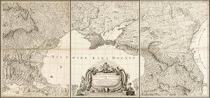 Mapa Černého moře s přilehlými částmi turecké a ruské říše z roku 1774 od Giovanni Antonio Rizzi Zannoni