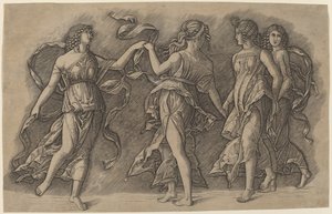 Čtyři tančící múzy od Giovanni Antonio da Brescia, after Andrea Mantegna
