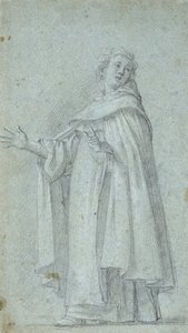 Studie stálého dominikána, c. 1595 (černá křída, zvýrazněna bílou, na modrém položeném papíře) od Giovanni Baglione