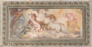 The Chariot of the Sun řízený Apollem, Apollo Loggia, c.1560 (freska) od Giovanni Battista and Cambiaso Luca Castello