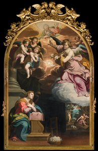 Jižní transept, oltář Zvěstování, oltářní obraz od Giovanniho Battisty Trottiho známý jako Il Malosso 1594