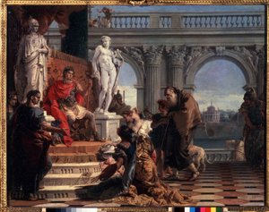 Maecenas představující umění Augustovi. Caius Cilnius Maecenas (nebo Mecene) (kolem 70 př. od Giovanni Battista Tiepolo