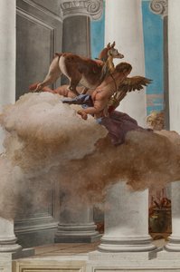 Palazzina (Malá budova), vstupní hala: „Oběť Ifigenie“, detail laně poslané Artemis, aby nahradila Ifigénii od Giovanni Battista Tiepolo
