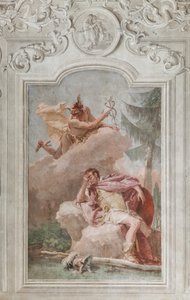 Palazzina (Malá budova), třetí místnost nebo místnost Aeneid: „Aeneas sní o Merkurovi, který mu nařídí odejít“ od Giovanni Battista Tiepolo
