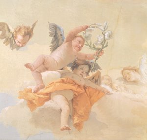 Herrlichkeit der Engel, von Giovanni Battista Tiepolo (1696-1770), Fresko (Detail), Oratorium der Reinheit, Udine