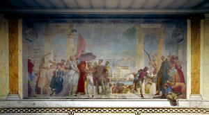 Francouzský král Jindřich III. (1551-1589) obdržel v Benátkách Federico Contarini v roce 1574 u vchodu do vily Mira. Obraz Giovanni Tiepolo (1696-1770) od Giovanni Battista Tiepolo