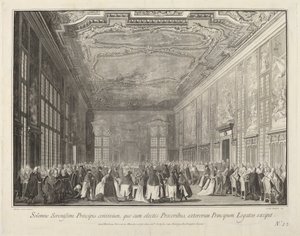 Doge baví zahraniční velvyslance na banketu, 17631766.