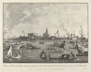 Dóže v Bucintoru opouští San Nicolò di Lido, 17631766.