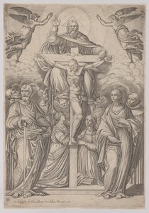 Trojice s ukřižováním uprostřed a svatými po obou stranách, 1586. od Giovanni Battista Cavalieri