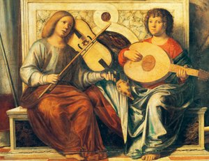 Cherubové hrající na hudební nástroje od Giovanni Battista Cima da Conegliano