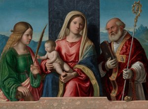 Panna a dítě se svatými Kateřinou a Mikulášem od Giovanni Battista Cima da Conegliano