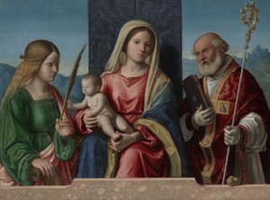 Panna a dítě se svatými Kateřinou a Mikulášem, 1510-17 od Giovanni Battista Cima da Conegliano