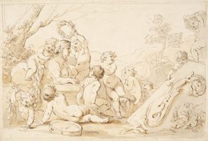 Hraní putti vějící sfingu od Giovanni Battista Cipriani
