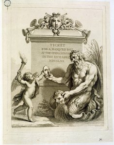 Vstupenka na maškarní ples v Opeře 26. dubna, vyrytý Francescem Bartolozzim (1727-1815), 1770 od Giovanni Battista Cipriani