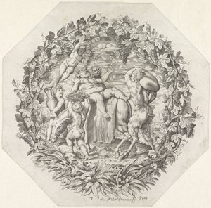 Bacchanal potkal opilého Silena od Giovanni Battista Costantini