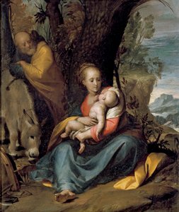 Zbytek na útěku do Egypta, c1598-1600 od Giovanni Battista Crespi