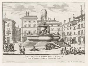 Fontána Pantheonu na náměstí Piazza della Rotonda te Rome Fontána na náměstí Piazza della Rotonda (název na objektu) Fontány Říma (název série) Fonteinen van Rome (název série) od Giovanni Battista Falda