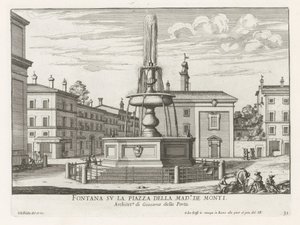 Fontein na náměstí Piazza della Madonna dei Monti te Řím Fontána na náměstí Piazza della Mad.a de Monti (název na objektu) Fontány Říma (název série) Fonteinen van Rome (název série) od Giovanni Battista Falda