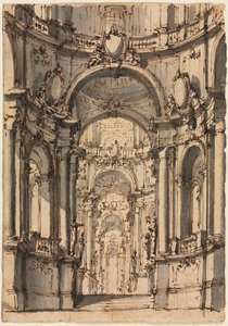 Design pro scénu: Interiér paláce s arkádami od Giovanni Battista III Natali