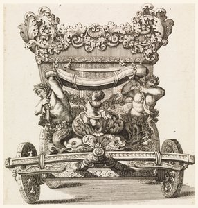 Čelní pohled na první kočár (1686 Lord Castlemaine od Andrea Cornelly po Ciro Ferri, 1687-1700