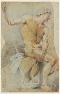 Kresba, Studie nahého staršího muže, Bakcha nebo jednoho z jeho společníků, 1660-70 od Giovanni Battista Merano