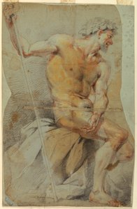 Kresba, Studie nahého staršího muže, Bakcha nebo jednoho z jeho společníků, 1660-70 od Giovanni Battista Merano