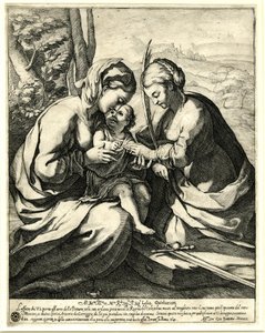 Giovanni Battista Mercati - Mystická svatba svaté Kateřiny, které Kristus navléká prsten; podle Correggia. 1620, 1837,0408.160 od Giovanni Battista Mercati