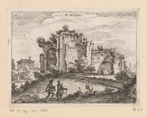 Zřícenina v krajině Il Medesino (název na objektu) Pohledy na Řím (název série) Alcune vedute et prospettive di luoghi dishabitati di Roma (název série) od Giovanni Battista Mercati