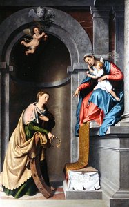 Mystická svatba svaté Kateřiny od Giovanni Battista Moroni