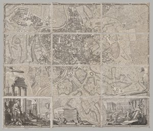 Nová mapa Říma, kterou vynesl na světlo Giambattista Nolli v roce MDCCXLVII, známá jako La Pianta Grande di Roma