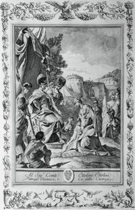 Armida před Goffredem, rytina, Giovanni Battista Piazzetta (1683-1754) pro Canto III Jeruzalém Dodáno, Torquato Tasso (1544-1595), vydal Giovanni Battista Albrizzi, Benátky, Itálie od Giovanni Battista Piazzetta