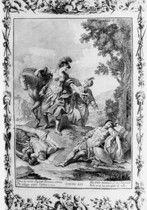 Erminia narazil na zraněné Tancredi, Canto XIX, Jeruzalém doručen od Giovanni Battista Piazzetta