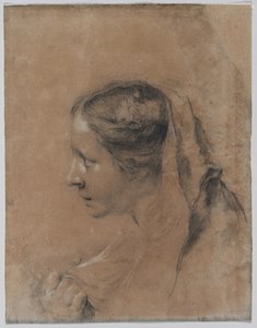 Hlava ženy v profilu s šátkem od Giovanni Battista Piazzetta