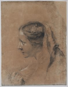 Hlava ženy v profilu s šátkem. od Giovanni Battista Piazzetta