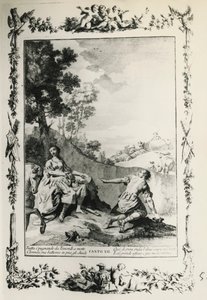 Jerusalem Delivered, canto XII, ilustrace Giovanni Battista Piazzetta (1683-1754) k básni Torquato Tasso (1544-1595), vydání vydané v Benátkách v roce 1745, Itálie od Giovanni Battista Piazzetta