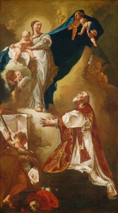 Madonna s dítětem se zjevuje svatému Filipu Nerimu, pravděpodobně v roce 1725 nebo později. od Giovanni Battista Piazzetta