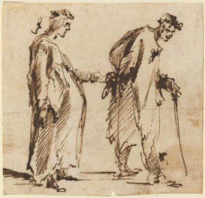 Těhotná mladá žena a mladý muž s holí od Giovanni Battista Piranesi
