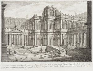 Antické fórum obklopené sloupořadími od Giovanni Battista Piranesi