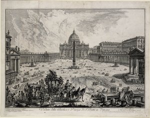 Pohled na baziliku a náměstí svatého Petra ve Vatikánu (z: Vedute di Roma)